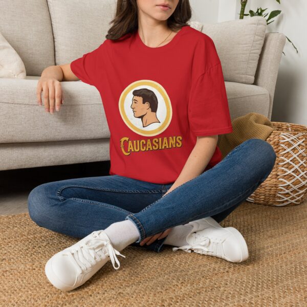 10542513771767289835_2048-1.jpeg Caucasians Redskins Parody Logo Tee