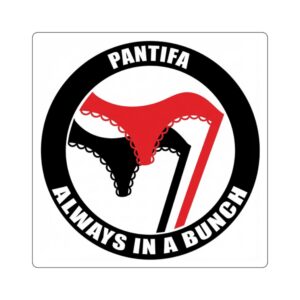 5734602278625293255_2048.jpeg Square Sticker — “Pantifa Always in a Bunch” Antifa Parody Graphic